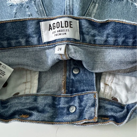 Agolde Distressed Jean Shorts Size 24 - Picture 2 of 12